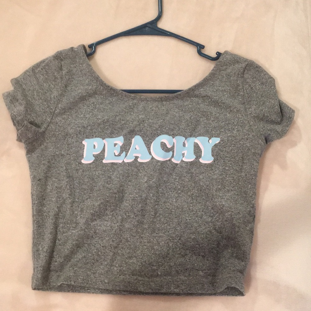 peachy gray crop top